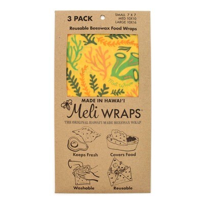Meli Wraps, Beeswax Food Wraps - Reef (3-Pack)