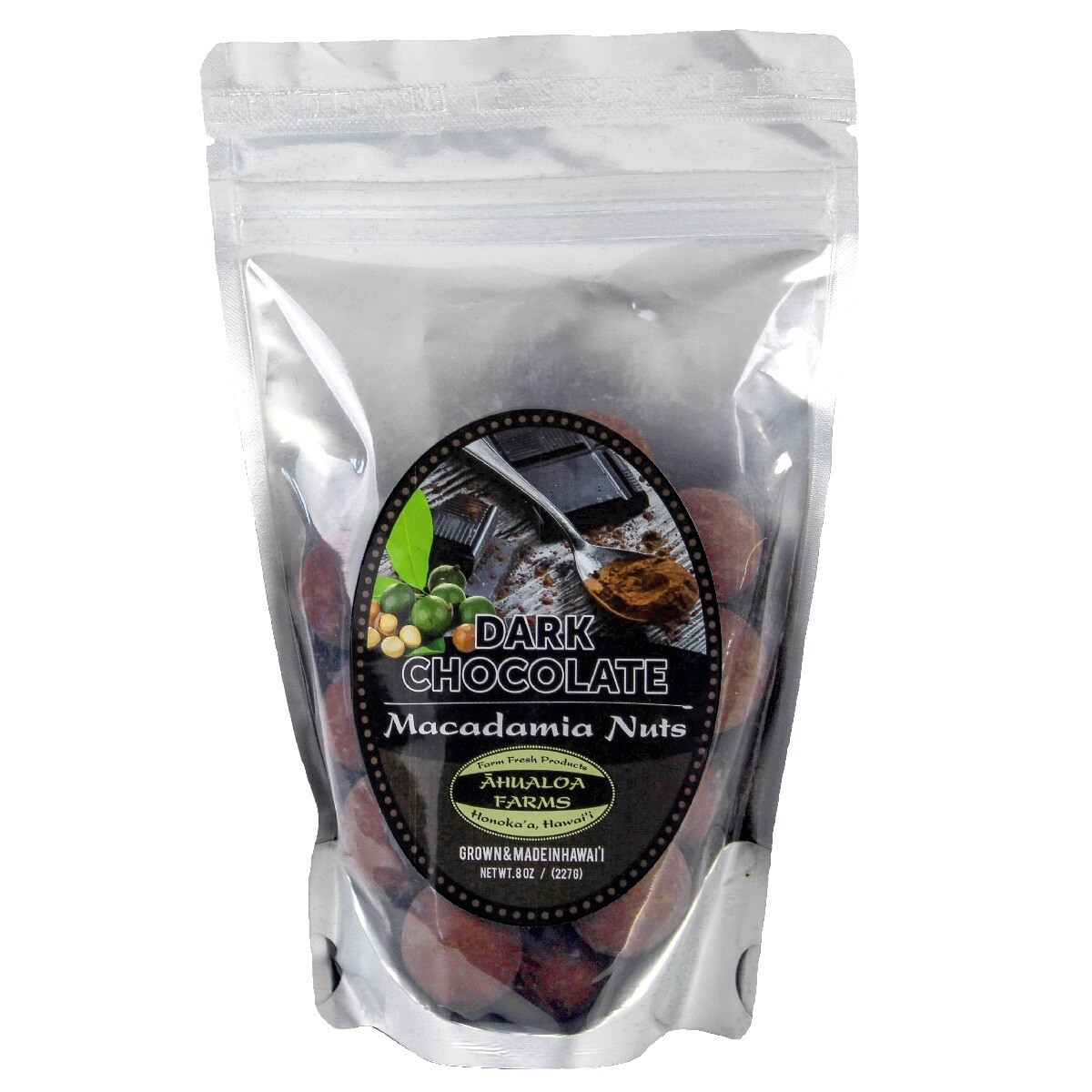 Macadamia Nuts, Ahualoa Farms - Dark Chocolate (8 Oz.)