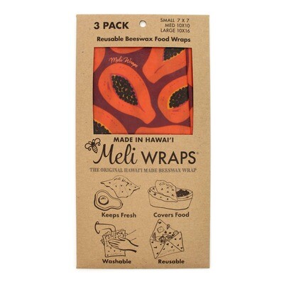 Meli Wraps, Beeswax Food Wraps - Purple Papaya (3-Pack)