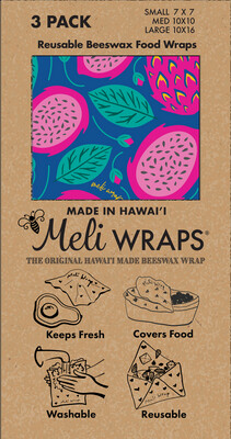 Meli Wraps, Beeswax Food Wraps - Dragonfruit (3-Pack)