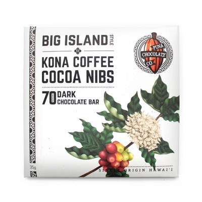 Puna Chocolate, 70% Coffee & Cacao Nibs Chocolate Bar (1 Oz.)