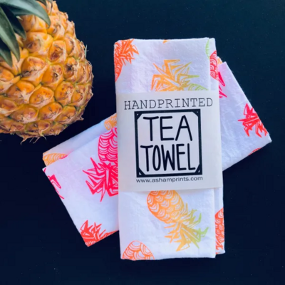 Tea Towel, A. Sham - Pineapple In Paradise (Organic Cotton)