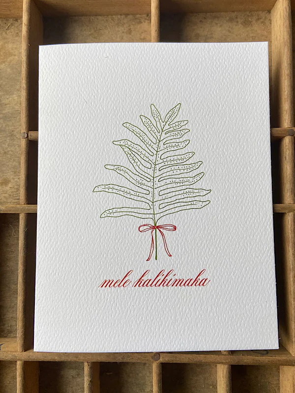 Card, Holiday - Mele Kalikimaka Fern Leaf (Bradley &amp; Lily)
