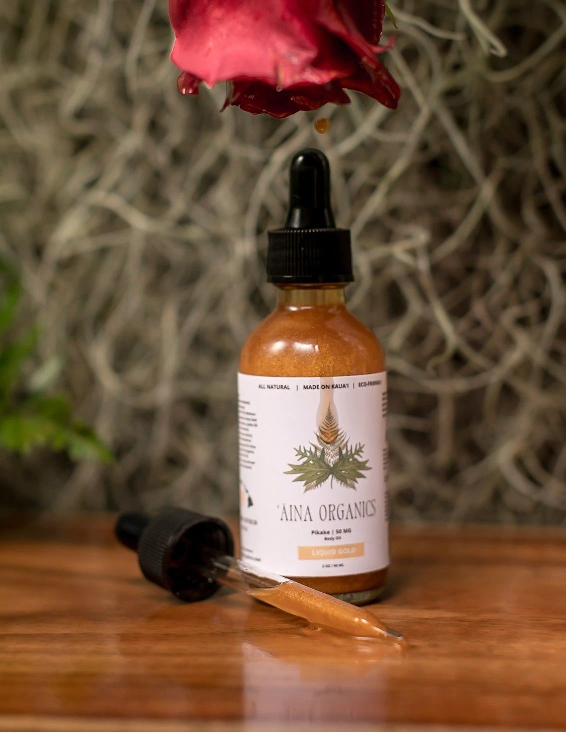Aina Organics, CBD Liquid Gold Body Oil, 50mg (1 Oz.)