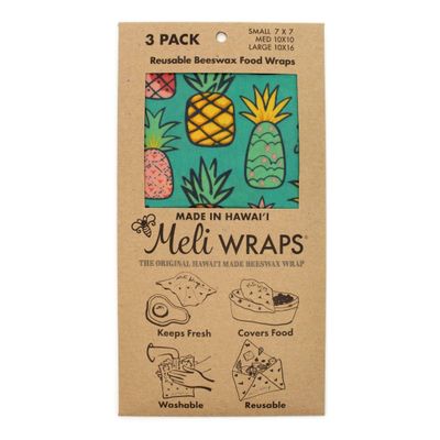 Meli Wraps, Beeswax Food Wraps - Pineapple (3-Pack)