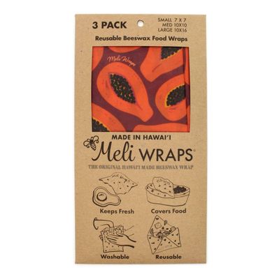 Meli Wraps, Beeswax Food Wraps - Purple Papaya (3-Pack)