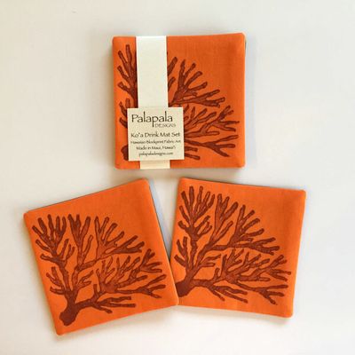 Drink Coaster Set, Palapala Designs - Ko&#39;a Orange