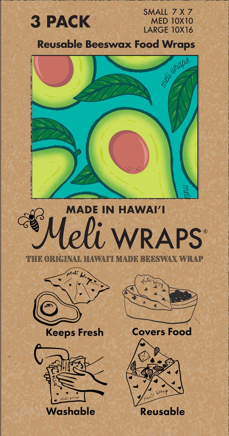 Meli Wraps, Beeswax Food Wraps - Avocado (3-Pack)