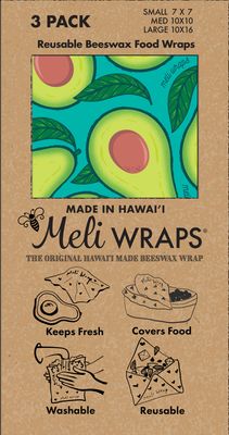 Meli Wraps, Beeswax Food Wraps - Avocado (3-Pack)