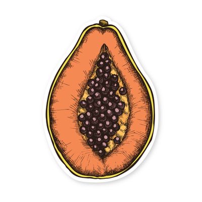 Sticker, Fruit - Papaya (2&quot; x 3&quot;)