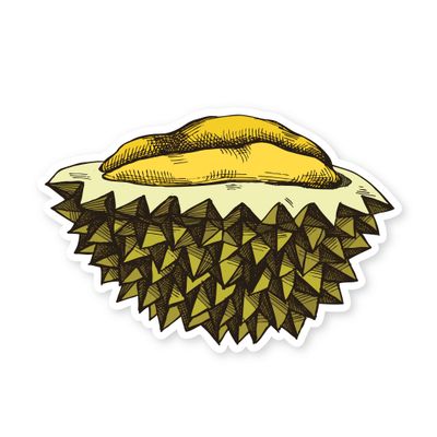 Sticker, Fruit - Durian (2.5&quot; x 1.7&quot;)