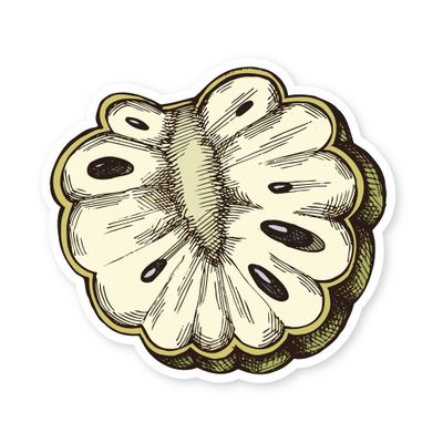 Sticker, Fruit - Cherimoya (2&quot; x 1.8&quot;)