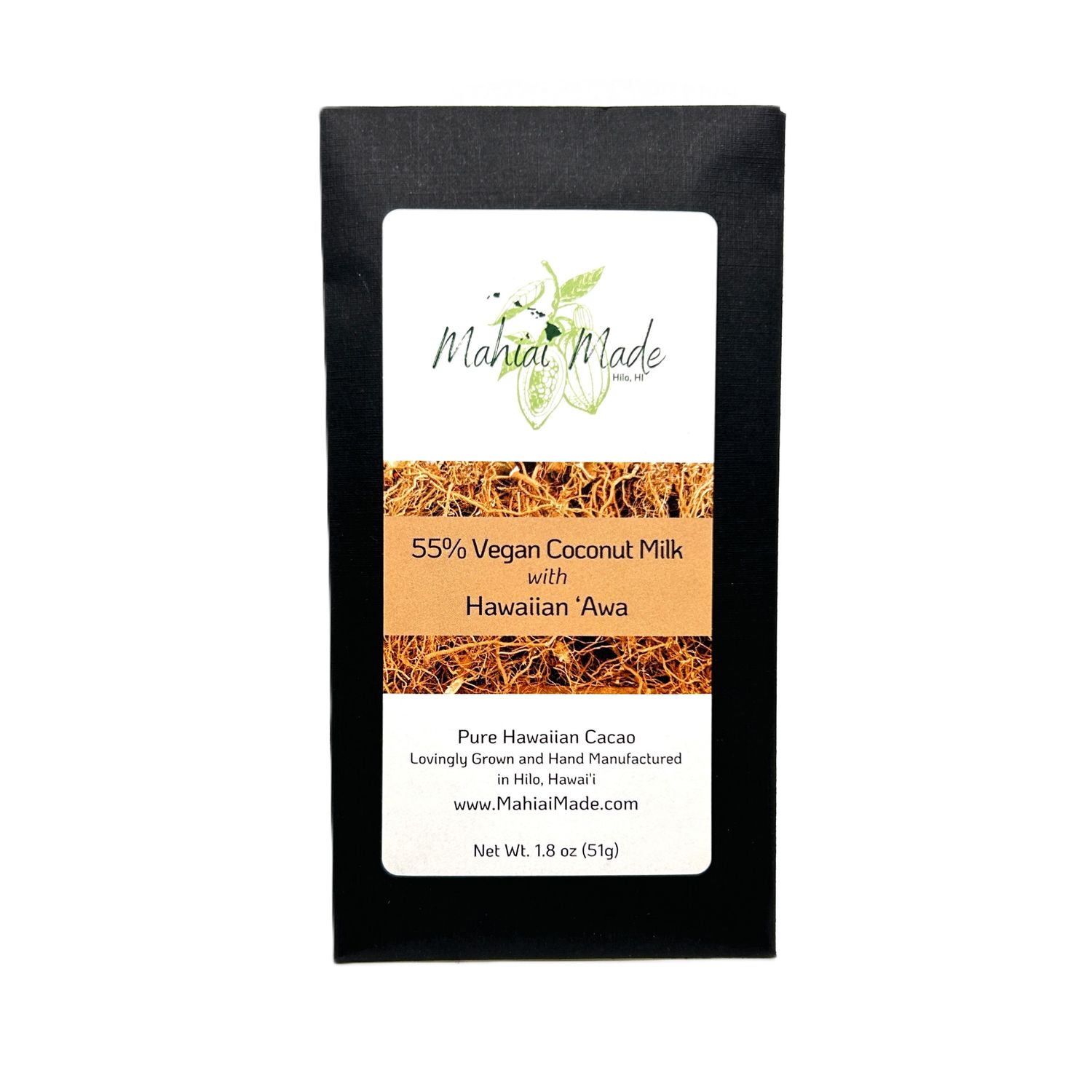 Mahiʻai Made, Coconut Milk and ʻAwa Chocolate Bar (1.8 Oz.)