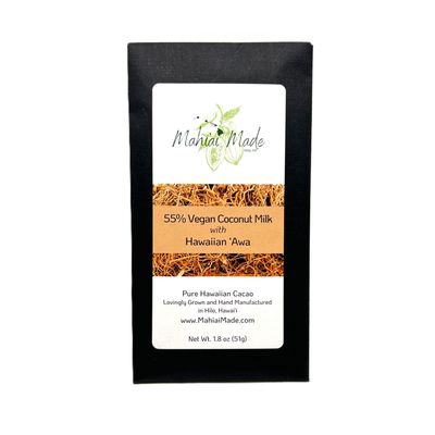 Mahiʻai Made, Coconut Milk and ʻAwa Chocolate Bar (1.8 Oz.)