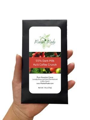 Mahi&#39;ai Made, 55% Dark Milk Kaʻū Coffee Crunch Chocolate Bar (1.8 Oz.)