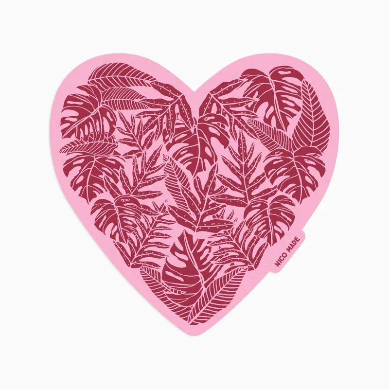 Sticker, Fern Heart Pink (Nico Made)