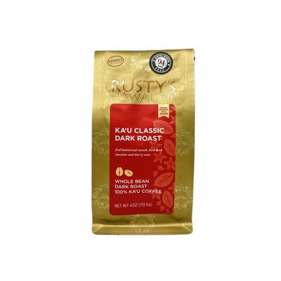 Coffee, Rusty's Hawaiian, Kaʻū Dark Roast Whole Bean Coffee (4 Oz.)