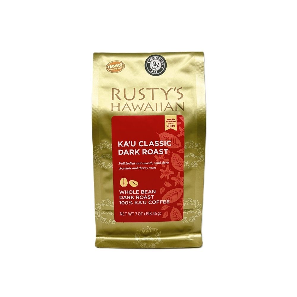 Coffee, Rusty's Hawaiian, Kaʻū Dark Roast Whole Bean Coffee (7 Oz.)
