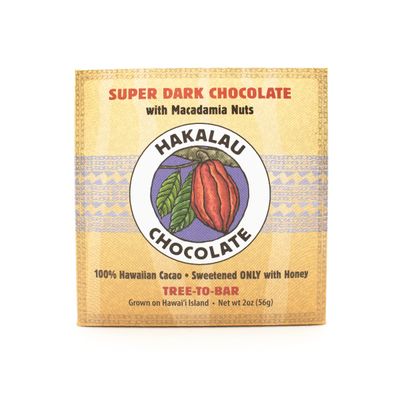 Chocolate Bar, Hakalau Chocolate, Macadamia Nut 80% Dark (2.2 Oz.)