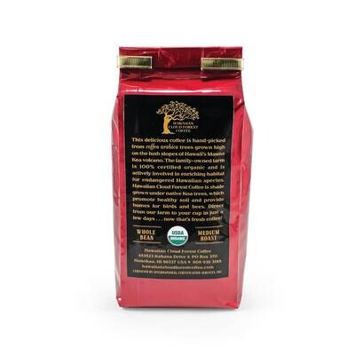 Coffee, Hāmākua Cloud Forest, Shade Grown Medium Roast Whole Bean Coffee - Organic (8 Oz.)
