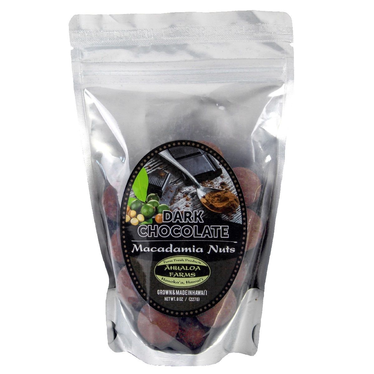 Macadamia Nuts, Āhualoa Farms, Dark Chocolate (8 Oz.)
