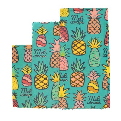 Meli Wraps, Beeswax Food Wraps - Pineapple (3-Pack)