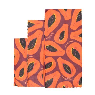 Meli Wraps, Beeswax Food Wraps - Purple Papaya (3-Pack)