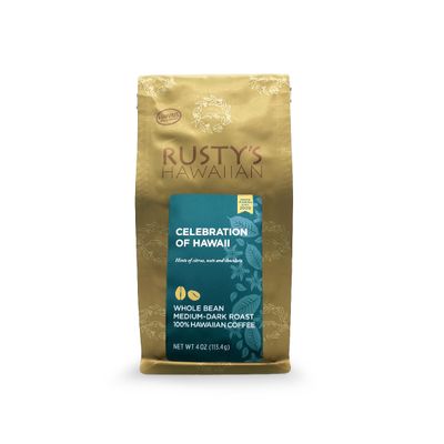 Coffee, Rusty's Hawaiian, Celebration Of Hawaii Medium Dark Roast Whole Bean Coffee (4 Oz.)