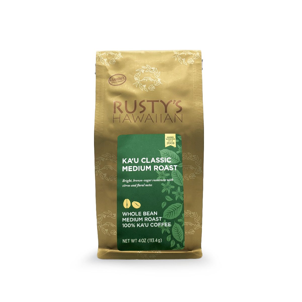 Coffee, Rusty's Hawaiian, Kaʻū Medium Roast Whole Bean Coffee (4 Oz.)