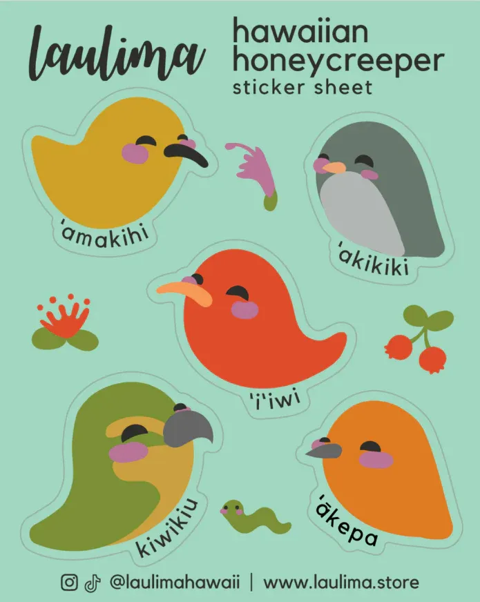 Sticker, Laulima, Honeycreeper Sheet