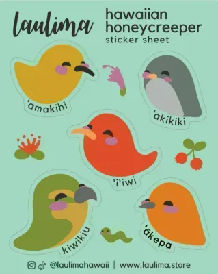 Sticker, Laulima, Honeycreeper Sheet