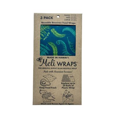 Beeswax Food Wraps , Meli Wraps, Fern (3-Pack)