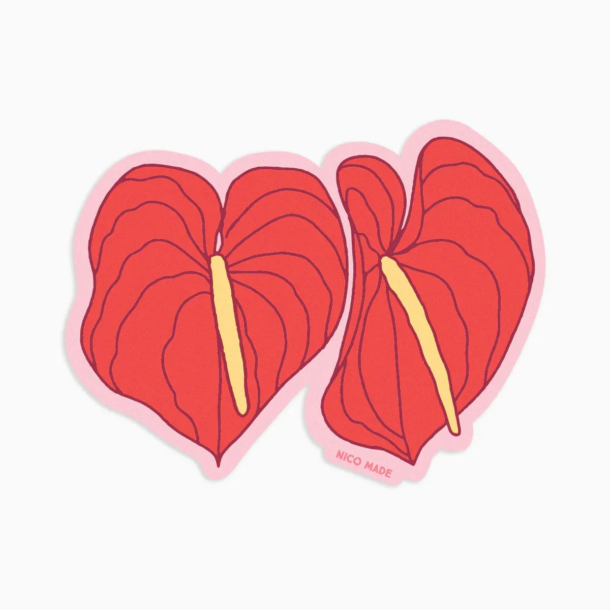 Sticker, Nico Made, Red Anthuriums