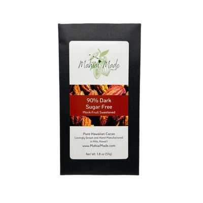 Chocolate Bar, Mahiʻai Made, 90% Dark Chocolate, Sugar Free (1.8 Oz.)