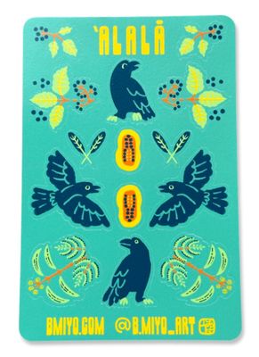 Sticker, ʻAlalā Sheet (B. Miyo Art)