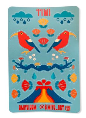 Sticker, ʻIʻiwi Sticker Sheet (B. Miyo Art)