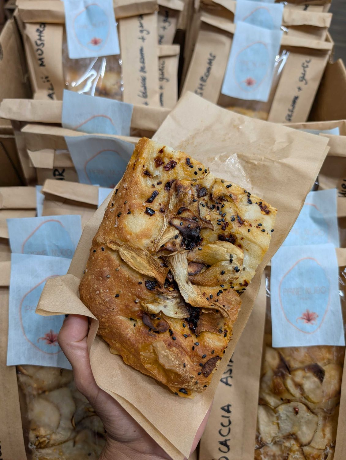 Bread, Pane Nudo - Aliʻi Mushroom Focaccia Pieces