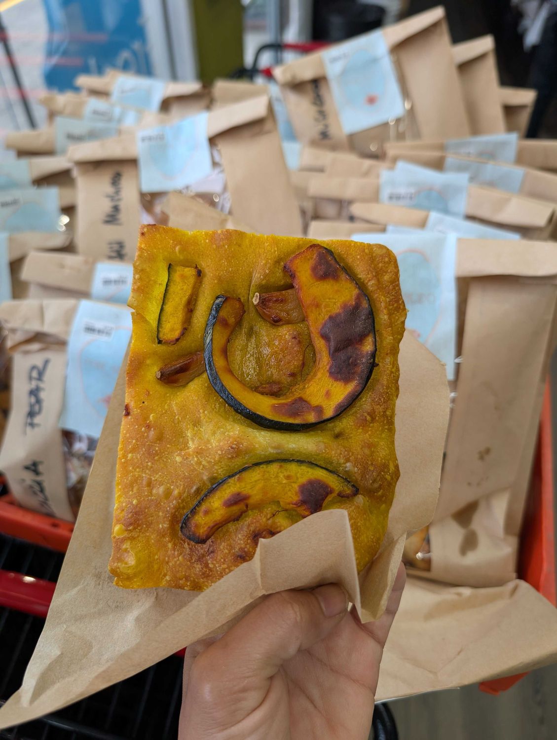 Bread, Pane Nudo - ʻŌlena Kabocha Focaccia Pieces