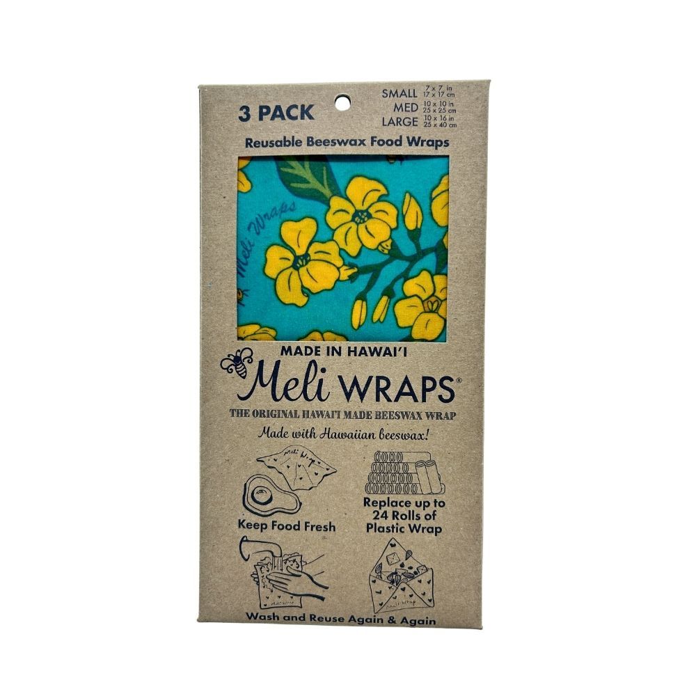 Beeswax Food Wraps , Meli Wraps, Puakenikeni (3-Pack)