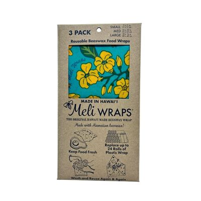 Beeswax Food Wraps , Meli Wraps, Puakenikeni (3-Pack)