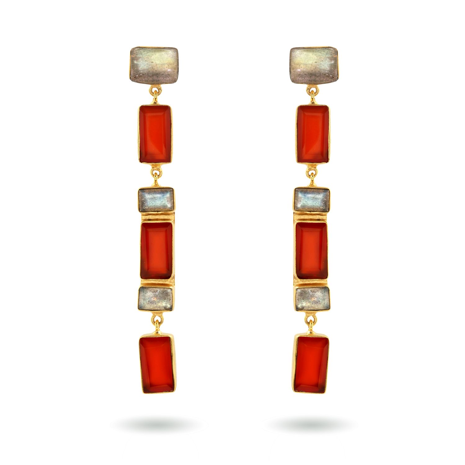 Salima Earrings - Labradorite &amp; Carnelian