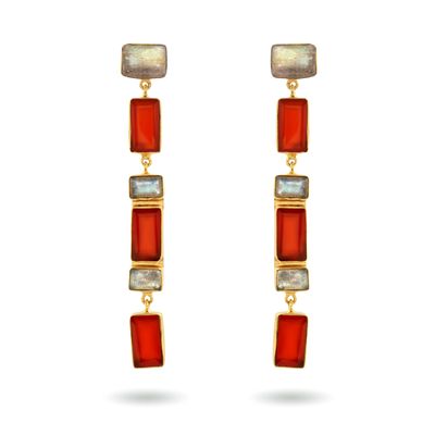 Salima Earrings - Labradorite &amp; Carnelian