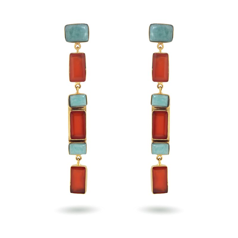 Salima Earrings - Carnelian &amp; Amazonite