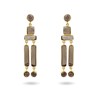 Haji Earrings - Smokey Quartz