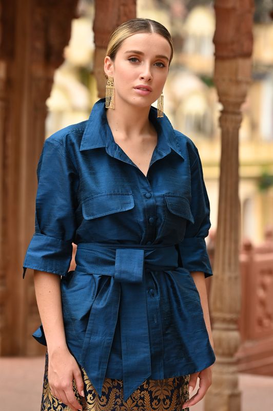 The Rhea Blouse - Night Blue