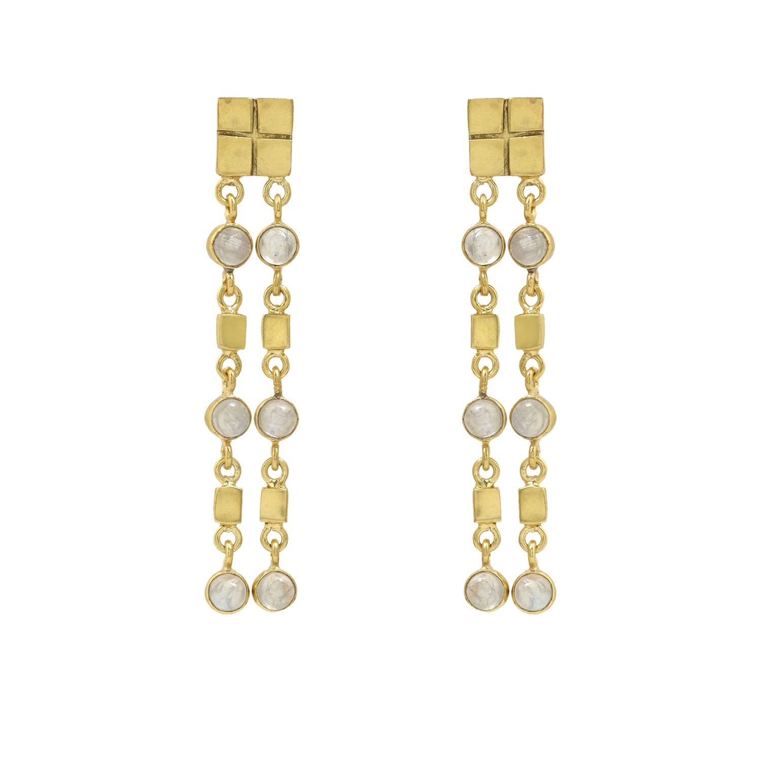 Galla Duo Earrings - White Moonstone
