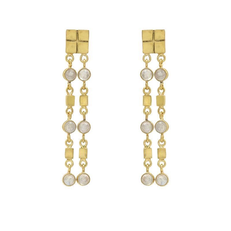 Galla Duo Earrings - White Moonstone