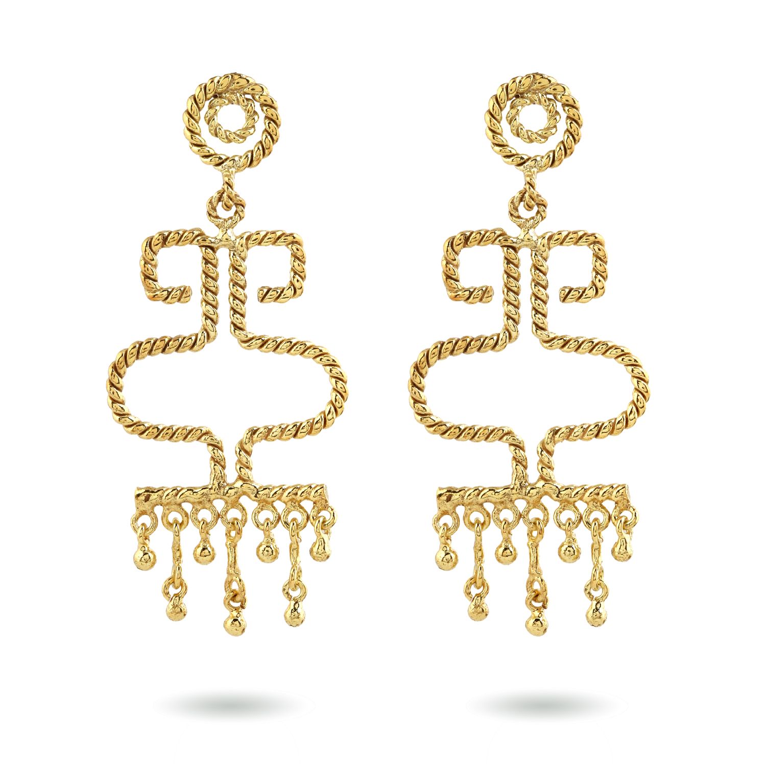 Amphora Earrings Small - Gold Beads