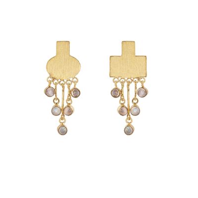 Kylix Stones Earrings Small - White Moonstone