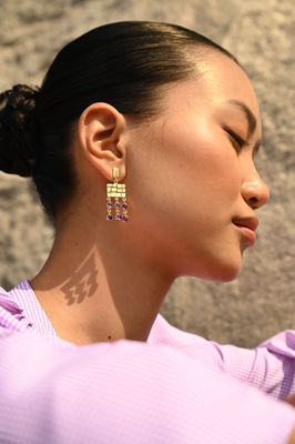 Tessera Earrings - White Moonstone